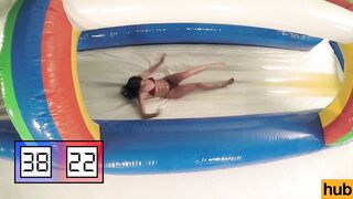 Girling – Abella D, Charlotte C and Harley J in lesbian oil toy action